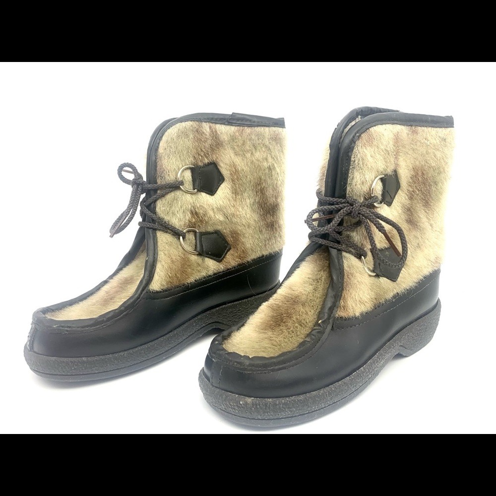Vintage Italian Inuit-Style Faux Fur Womens Boots Size 4
